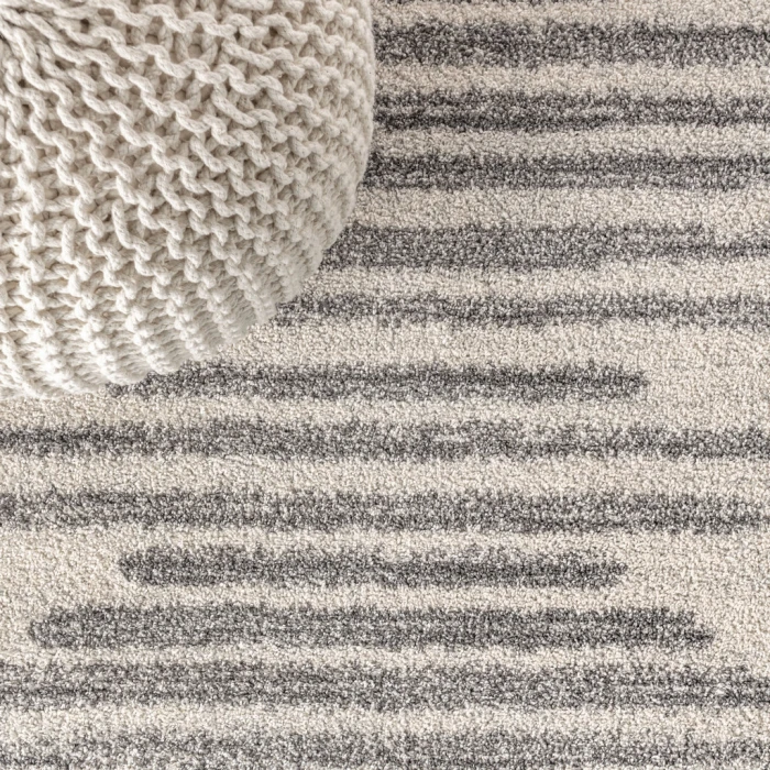 Aya Berber Stripe Geometric Cream/Gray 3 ft. x 5 ft. Area Rug
