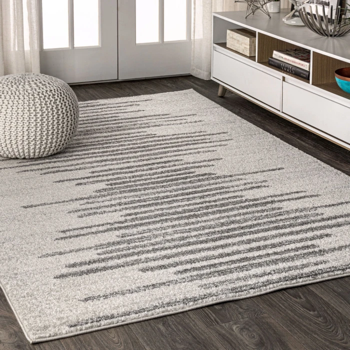 Aya Berber Stripe Geometric Cream/Gray 3 ft. x 5 ft. Area Rug