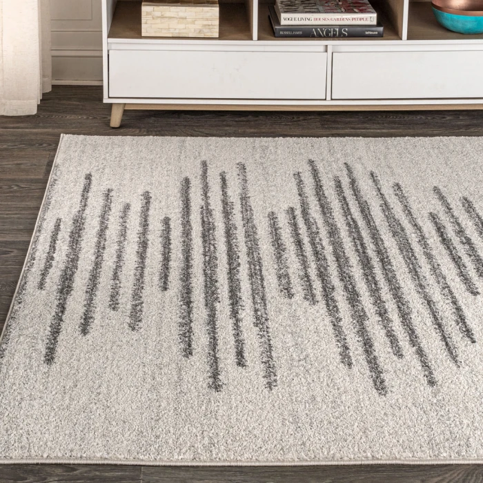 Aya Berber Stripe Geometric Cream/Gray 3 ft. x 5 ft. Area Rug