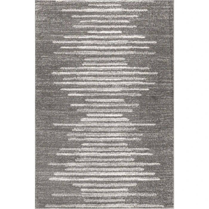 Aya Berber Stripe Geometric Gray/Cream 3 ft. x 5 ft. Area Rug