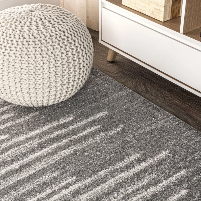 Aya Berber Stripe Geometric Gray/Cream 3 ft. x 5 ft. Area Rug