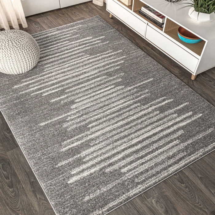 Aya Berber Stripe Geometric Gray/Cream 3 ft. x 5 ft. Area Rug