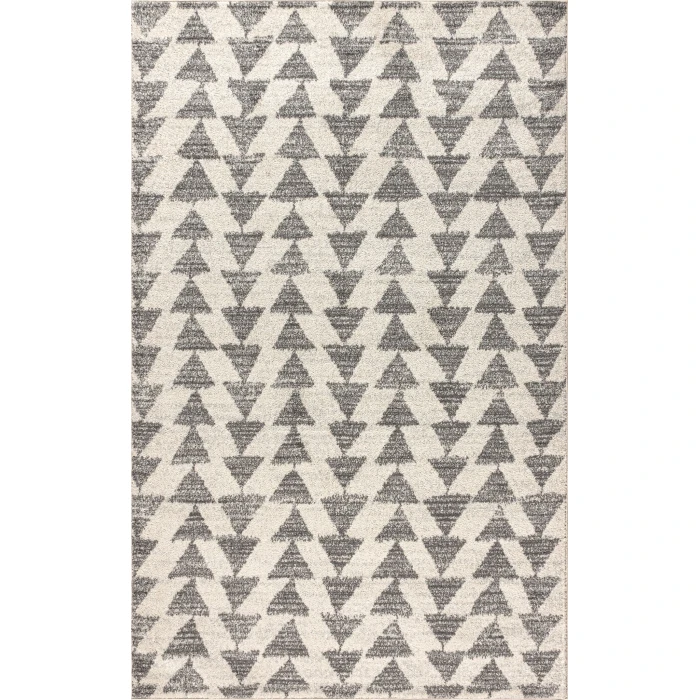 Aisha Moroccan Triangle Geometric Cream/Gray 3 ft. x 5 ft. Area Rug