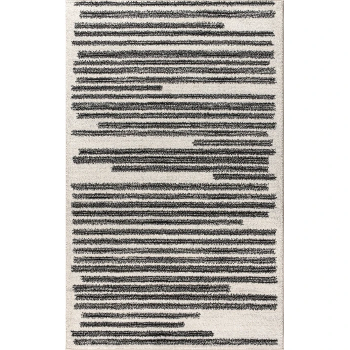 Khalil Modern Berber Stripe Cream/Black 8 ft. x 10 ft. Area Rug