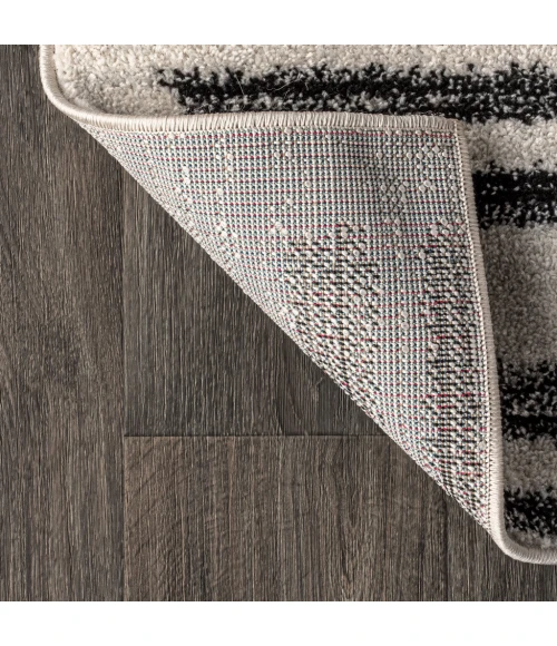 Khalil Modern Berber Stripe Cream/Black 8 ft. x 10 ft. Area Rug