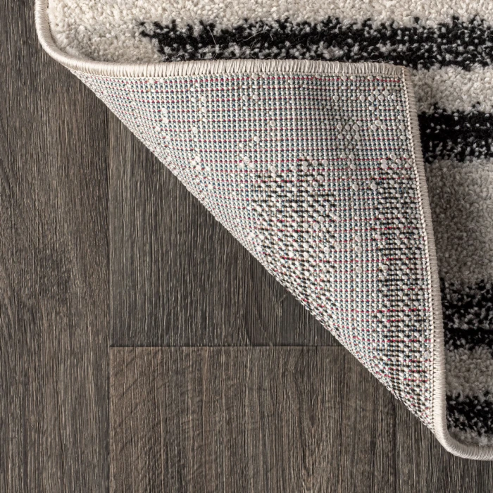 Khalil Modern Berber Stripe Cream/Black 2 ft. x 8 ft. Runner Rug