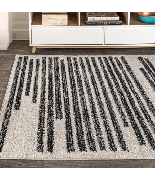 Khalil Modern Berber Stripe Cream/Black 8 ft. x 10 ft. Area Rug