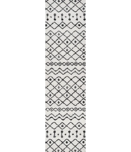 Aksil Moroccan Beni Souk Cream/Black 2 ft. x 8 ft. Runner Rug