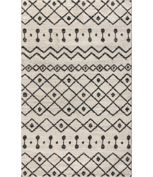 Aksil Moroccan Beni Souk Cream/Black 3 ft. x 5 ft. Area Rug