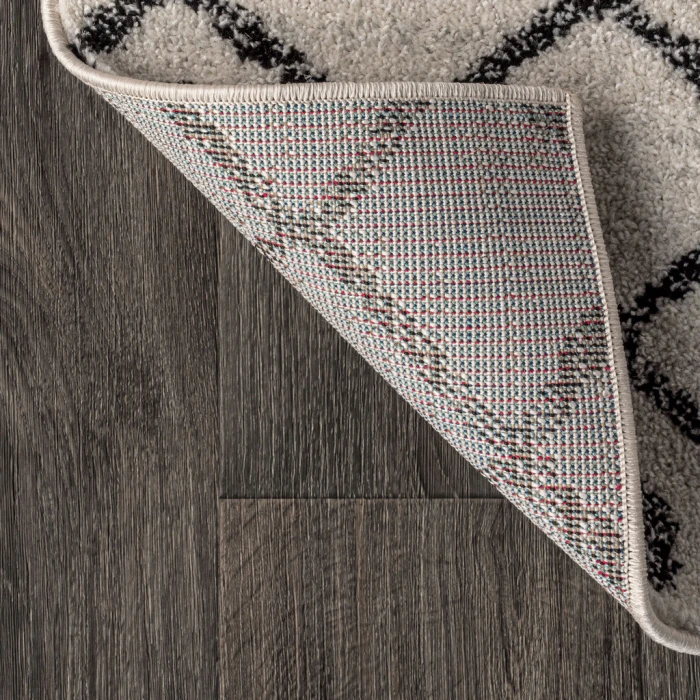 Aksil Moroccan Beni Souk Cream/Black 8 ft. x 10 ft. Area Rug