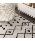 Aksil Moroccan Beni Souk Cream/Black 3 ft. x 5 ft. Area Rug