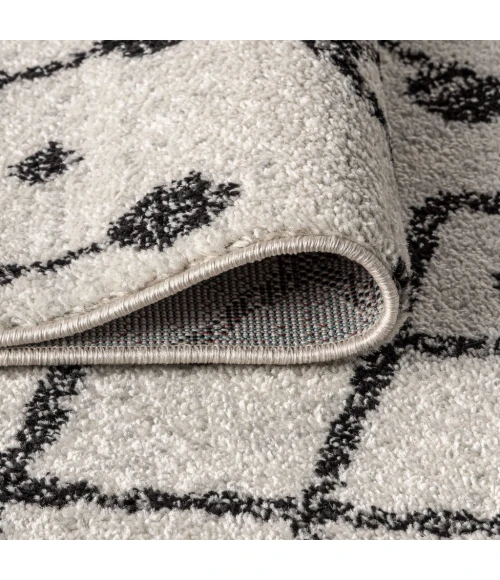 Aksil Moroccan Beni Souk Cream/Black 2 ft. x 8 ft. Runner Rug