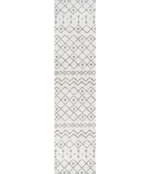 Aksil Moroccan Beni Souk Cream/Gray 2 ft. x 8 ft. Runner Rug