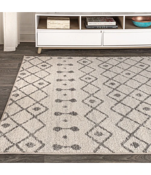 Aksil Moroccan Beni Souk Cream/Gray 3 ft. x 5 ft. Area Rug