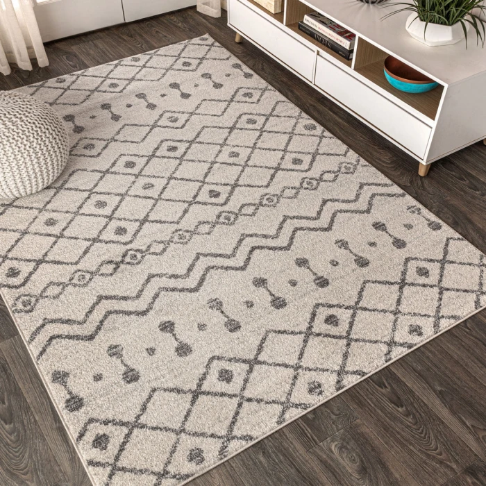 Aksil Moroccan Beni Souk Cream/Gray 3 ft. x 5 ft. Area Rug