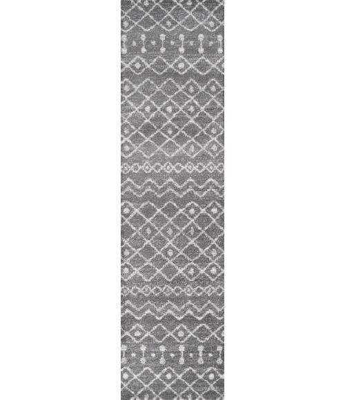 Aksil Moroccan Beni Souk Gray/Cream 2 ft. x 8 ft. Runner Rug