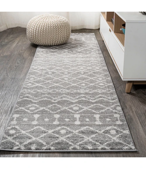 Aksil Moroccan Beni Souk Gray/Cream 2 ft. x 8 ft. Runner Rug