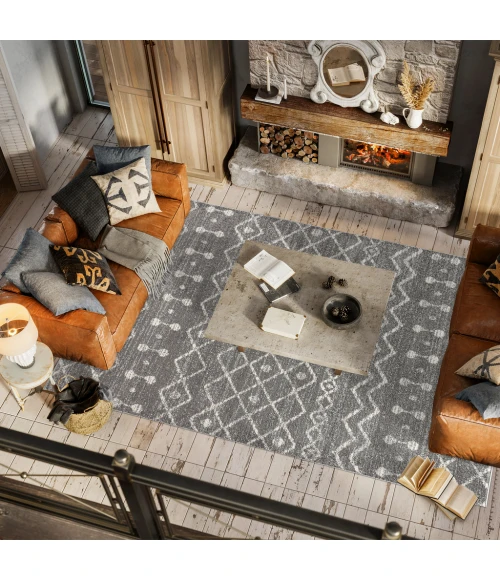 Aksil Moroccan Beni Souk Gray/Cream 3 ft. x 5 ft. Area Rug