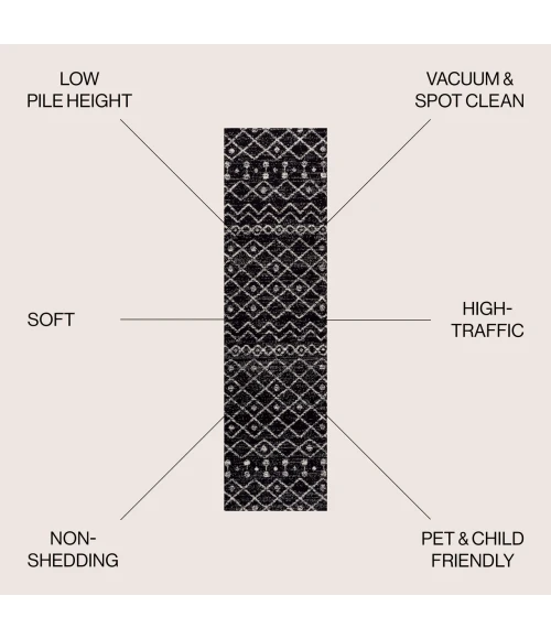 Jonathan Y MOROCCAN HYPE Black MOH208E 2ft.-2in. X 8ft. Rect. Rug