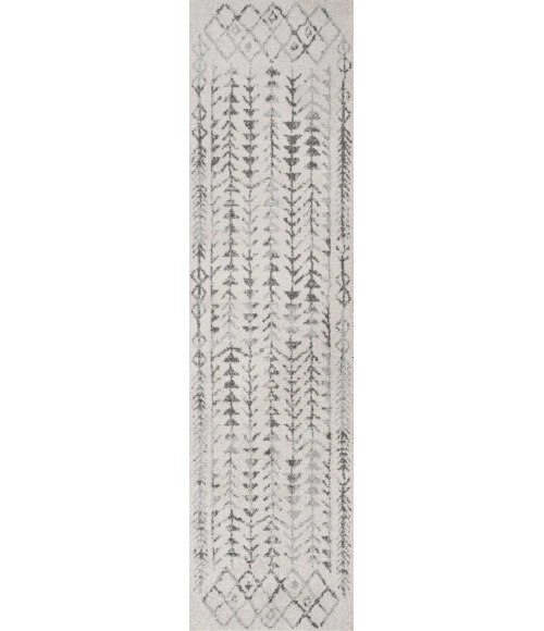 Ziri Moroccan Geometric Cream/Gray 2 ft. x 8 ft. Runner Rug