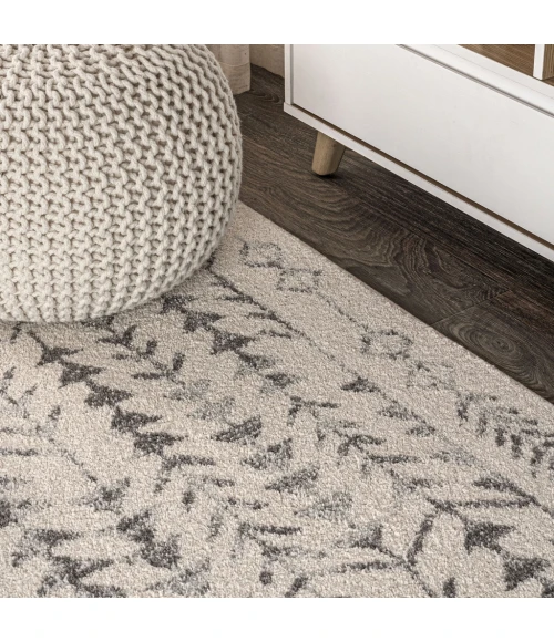 Ziri Moroccan Geometric Cream/Gray 2 ft. x 8 ft. Runner Rug