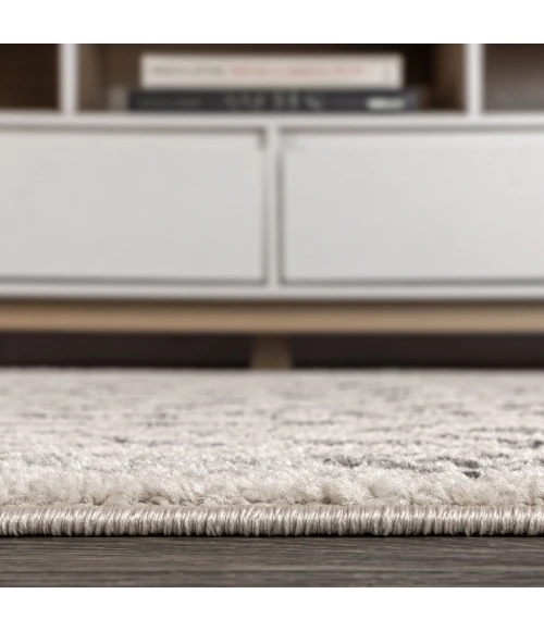 Ziri Moroccan Geometric Cream/Gray 2 ft. x 8 ft. Runner Rug