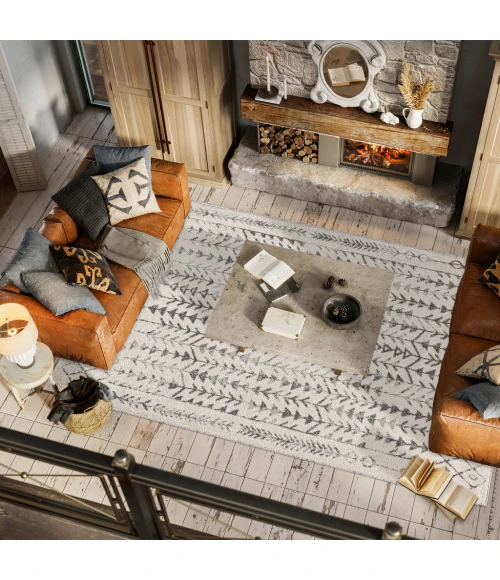 Ziri Moroccan Geometric Cream/Gray 4 ft. x 6 ft. Area Rug