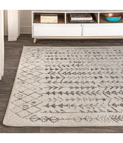 Ziri Moroccan Geometric Cream/Gray 4 ft. x 6 ft. Area Rug