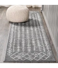 Ziri Moroccan Geometric Grey/Cream 2 ft. x 8 ft. Runner Rug