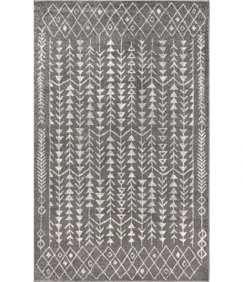 Ziri Moroccan Geometric Grey/Cream 4 ft. x 6 ft. Area Rug