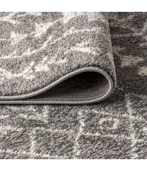 Ziri Moroccan Geometric Grey/Cream 2 ft. x 8 ft. Runner Rug