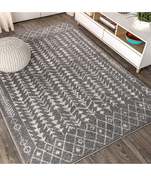 Ziri Moroccan Geometric Grey/Cream 4 ft. x 6 ft. Area Rug