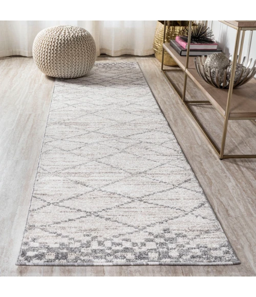 Asilah Moroccan Modern Diamond Light Gray 2 ft. x 8 ft. Runner Rug