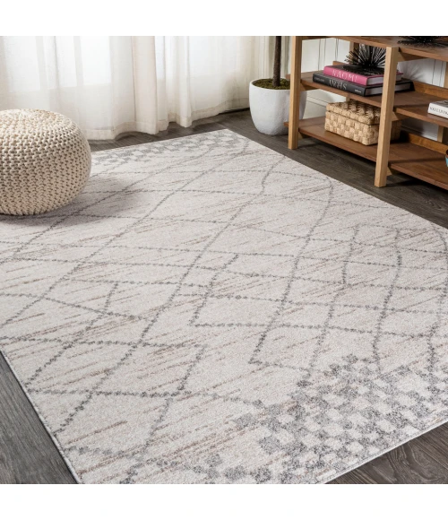 Asilah Moroccan Modern Diamond Light Gray 8 ft. x 10 ft. Area Rug