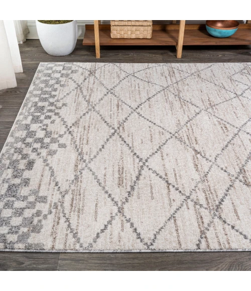 Asilah Moroccan Modern Diamond Light Gray 8 ft. x 10 ft. Area Rug