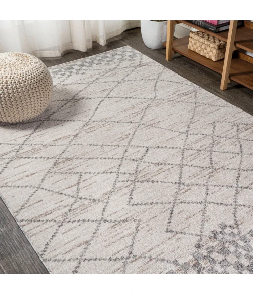 Asilah Moroccan Modern Diamond Light Gray 8 ft. x 10 ft. Area Rug