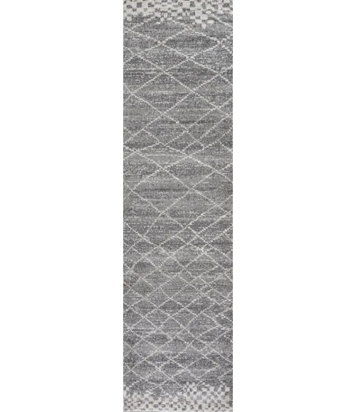 Asilah Moroccan Modern Diamond Gray 2 ft. x 10 ft. Runner Rug