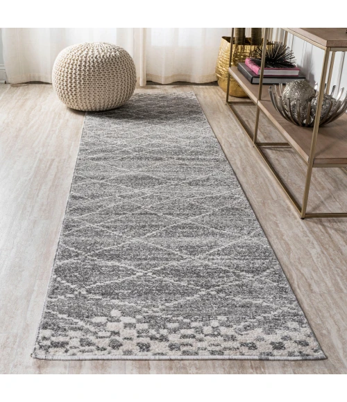 Asilah Moroccan Modern Diamond Gray 2 ft. x 10 ft. Runner Rug
