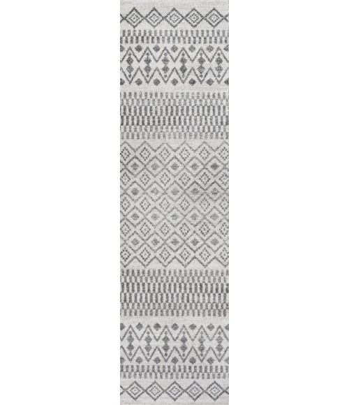 Ifrane Berber Geometric Stripe Cream/Gray 2 ft. x 10 ft. Runner Rug