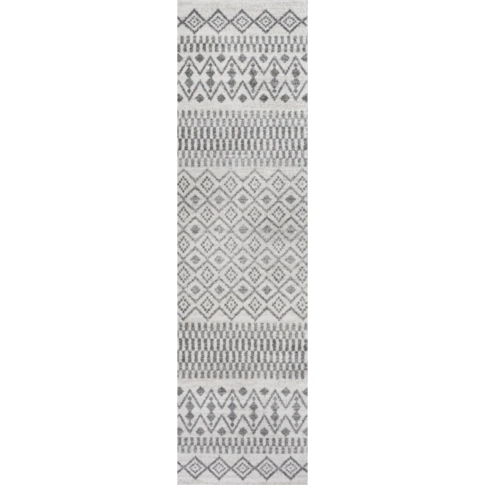 Ifrane Berber Geometric Stripe Cream/Gray 2 ft. x 8 ft. Runner Rug