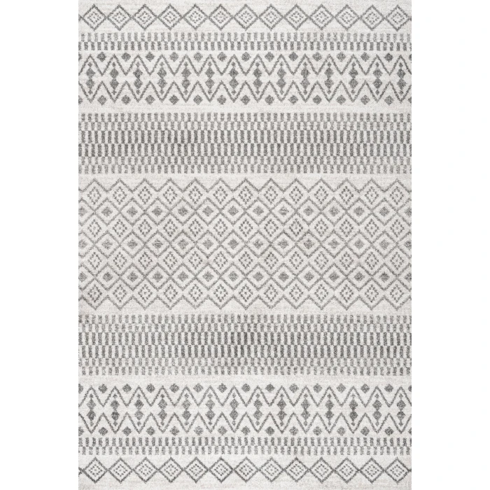 Ifrane Berber Geometric Stripe Cream/Gray 5 ft. x 8 ft. Area Rug