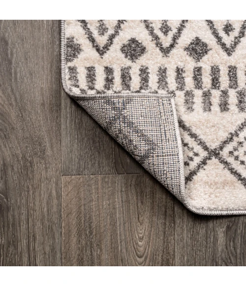 Ifrane Berber Geometric Stripe Cream/Gray 2 ft. x 10 ft. Runner Rug