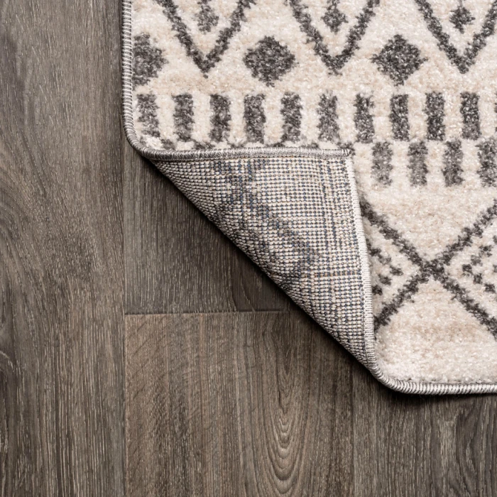 Ifrane Berber Geometric Stripe Cream/Gray 5 ft. x 8 ft. Area Rug