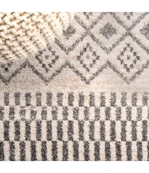 Ifrane Berber Geometric Stripe Cream/Gray 2 ft. x 10 ft. Runner Rug