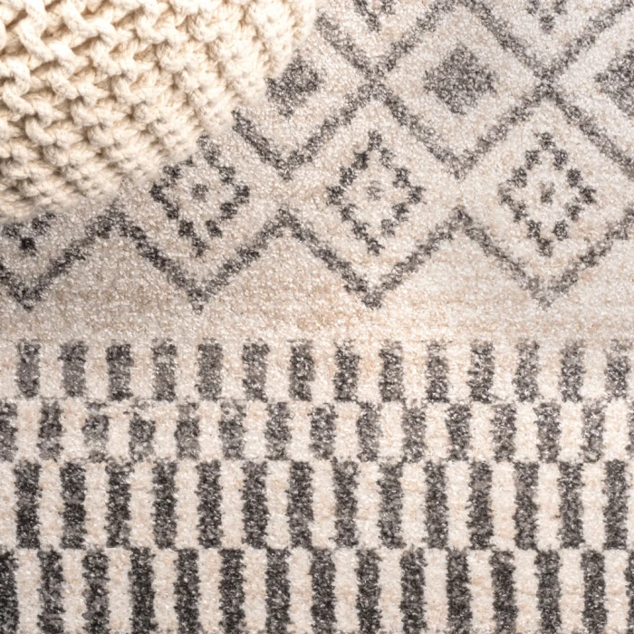 Ifrane Berber Geometric Stripe Cream/Gray 5 ft. x 8 ft. Area Rug