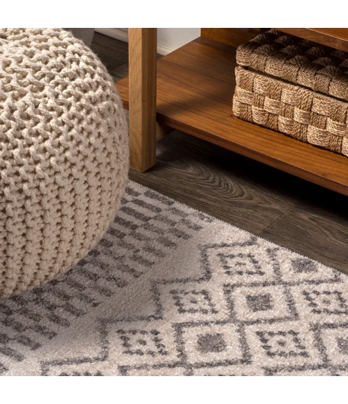 Ifrane Berber Geometric Stripe Cream/Gray 2 ft. x 10 ft. Runner Rug