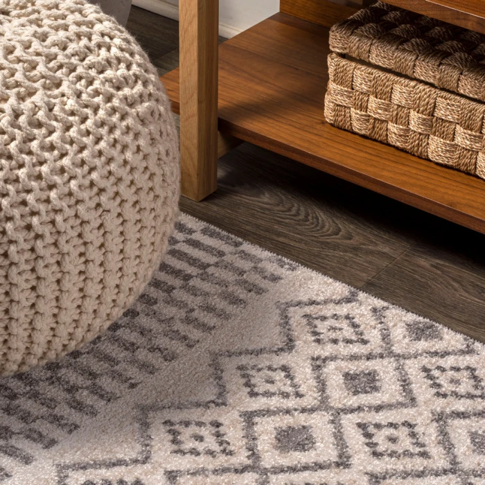 Ifrane Berber Geometric Stripe Cream/Gray 5 ft. x 8 ft. Area Rug