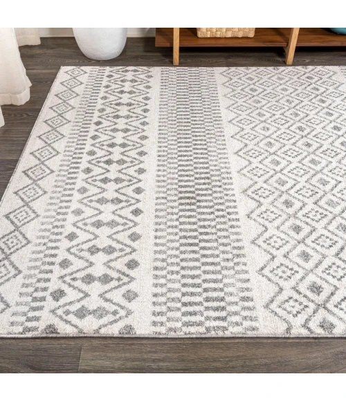 Ifrane Berber Geometric Stripe Cream/Gray 4 ft. x 6 ft. Area Rug