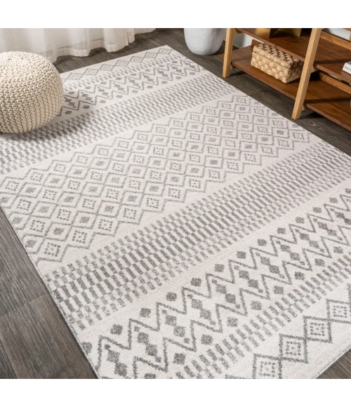 Ifrane Berber Geometric Stripe Cream/Gray 4 ft. x 6 ft. Area Rug
