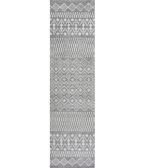 Ifrane Berber Geometric Stripe Gray/Cream 2 ft. x 10 ft. Runner Rug